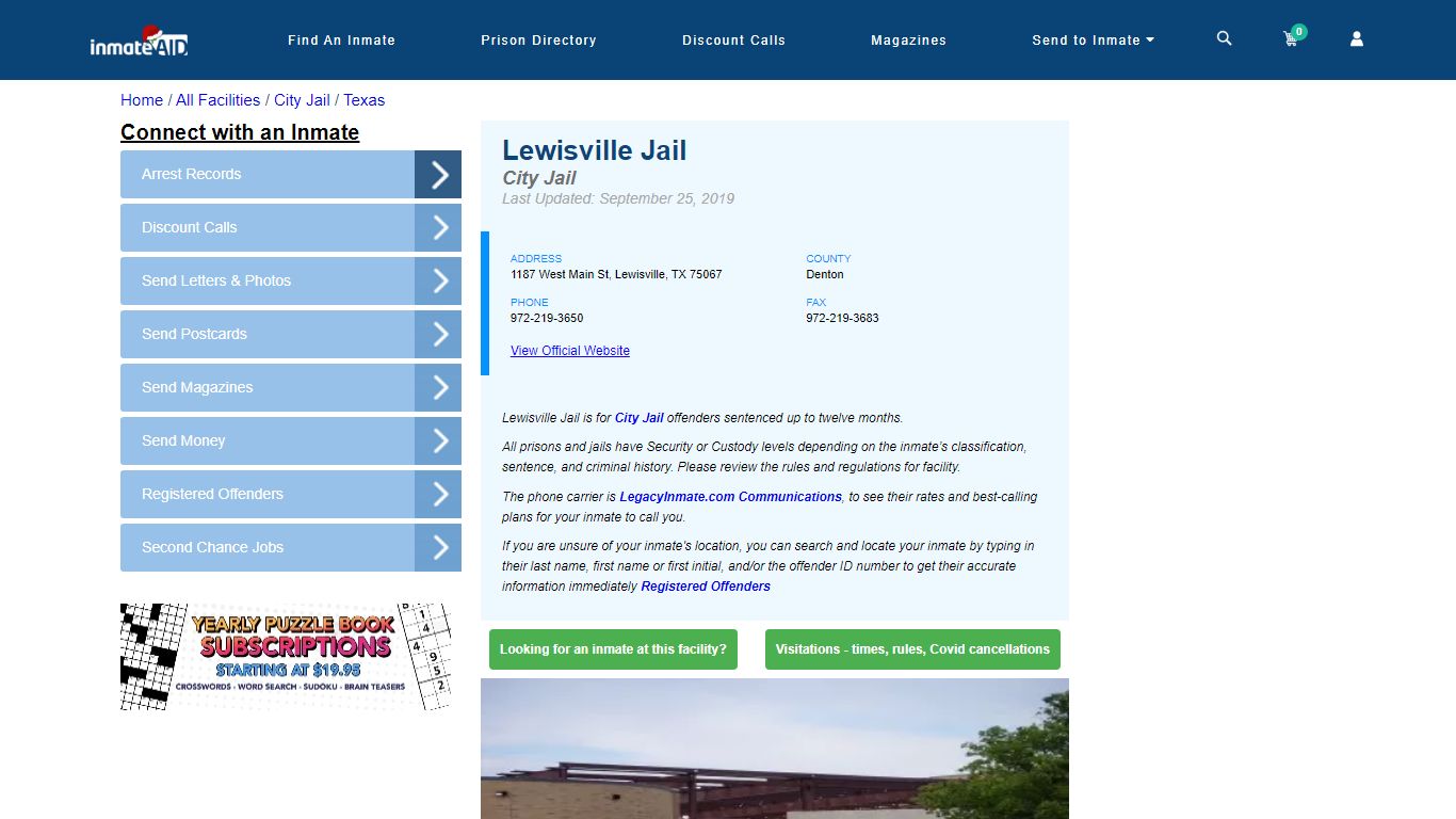 Lewisville Jail | Inmate Locator