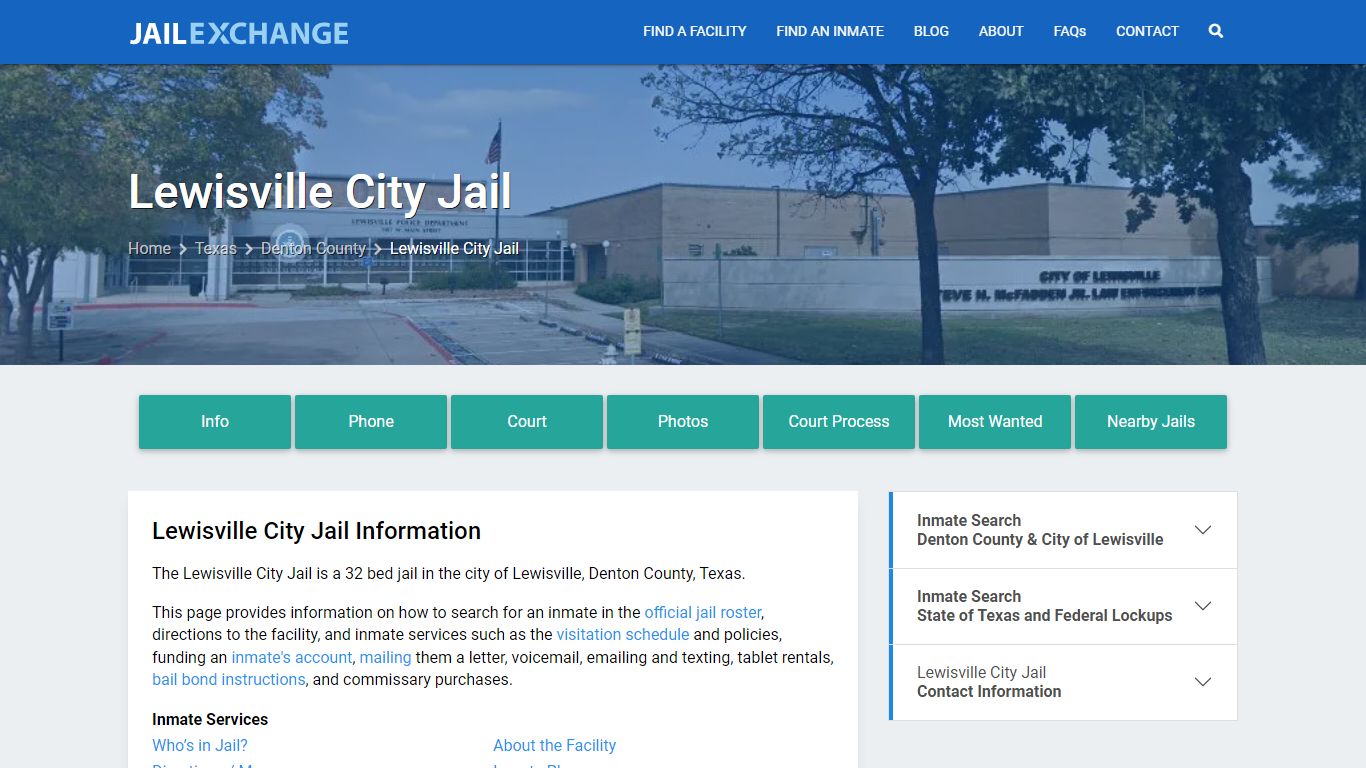 Lewisville City Jail, TX Inmate Search, Information